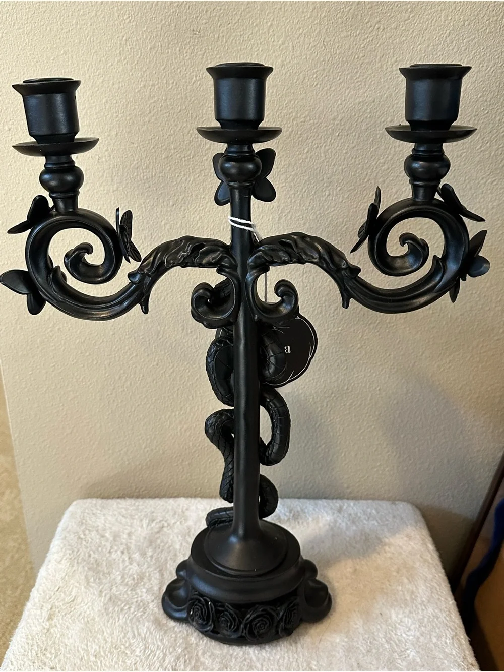 Set Of 2 Martha Stewart Halloween Candelabra Candle Holders Black Resin 16” NWT